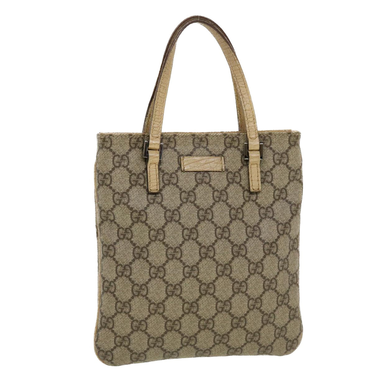 GUCCI GG Canvas Hand Bag PVC Leather Beige 44975