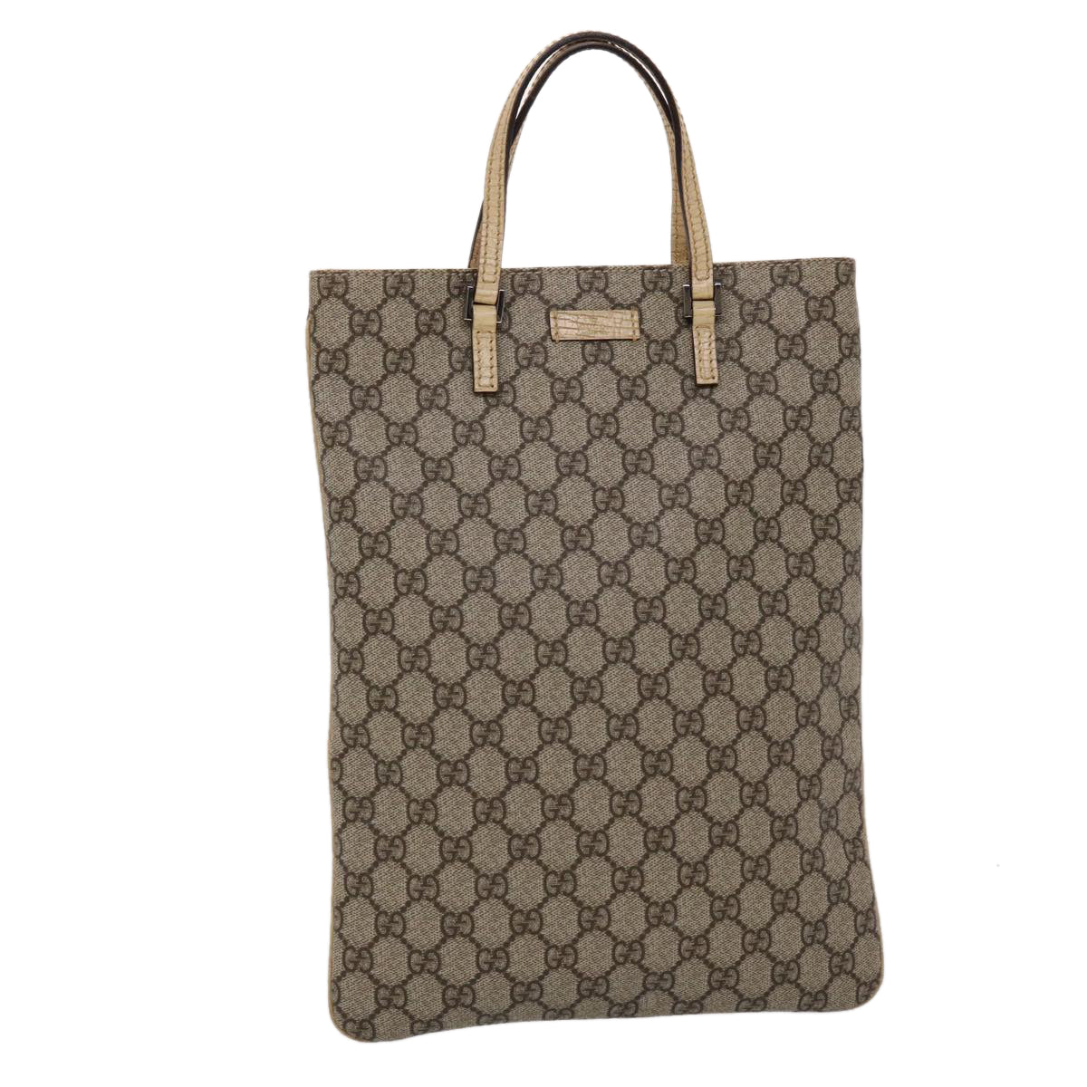 Gucci GG Canvas Hand Bag PVC Leather Beige 117551 45968