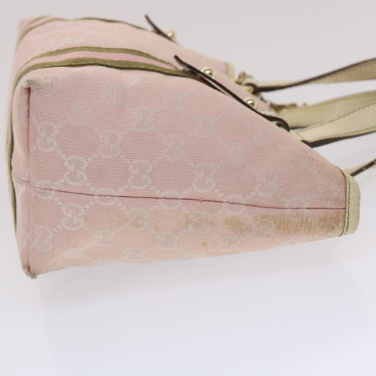 Gucci GG Canvas Sherry Line Hand Bag Pink White Green 49075