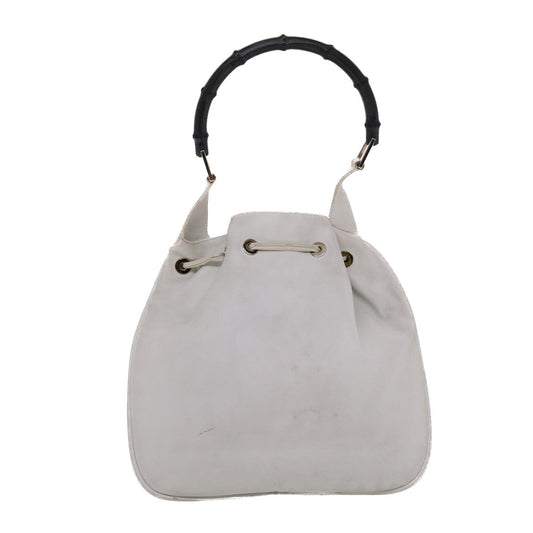 GUCCI Bamboo Shoulder Bag Leather White 49084