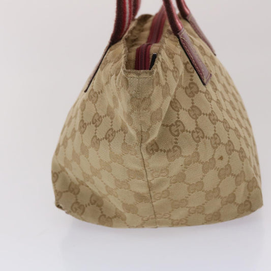 Gucci GG Canvas Sherry Line Hand Bag Canvas Beige Red White 131228 49286