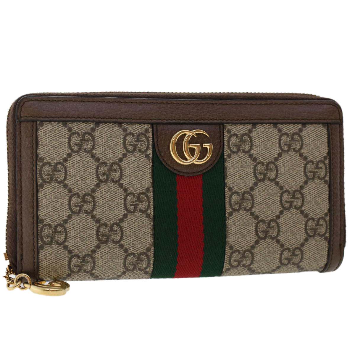 GUCCI GG Canvas Web Sherry Line Ophidia Long Wallet Beige Red 523154 49471