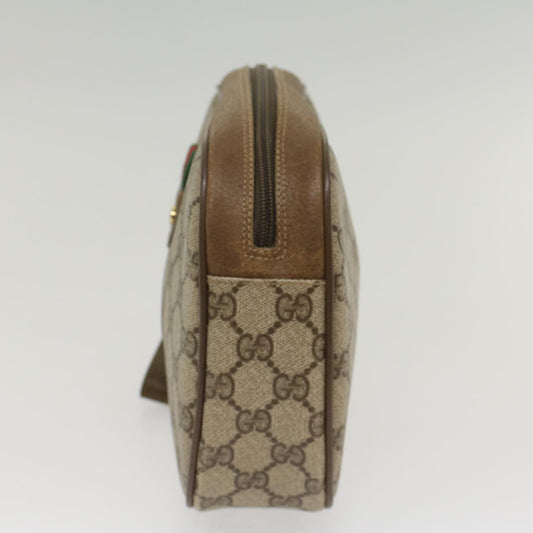 GUCCI GG Canvas Web Sherry Line Clutch Bag Beige Red 8901034 49988
