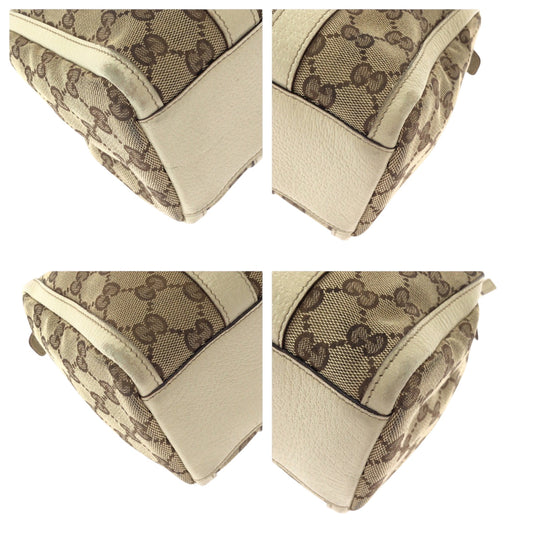 GUCCI Handbag 130942 GG canvas Beige Ivory Gold Metal Handbags Mini Boston Duffel bag Shoulder Bag Abbey Women Used
