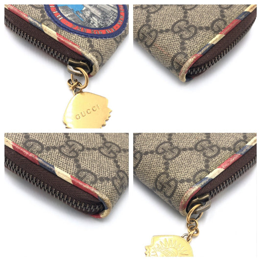 GUCCI Card Case 473911 GG Supreme Canvas Brown Courier