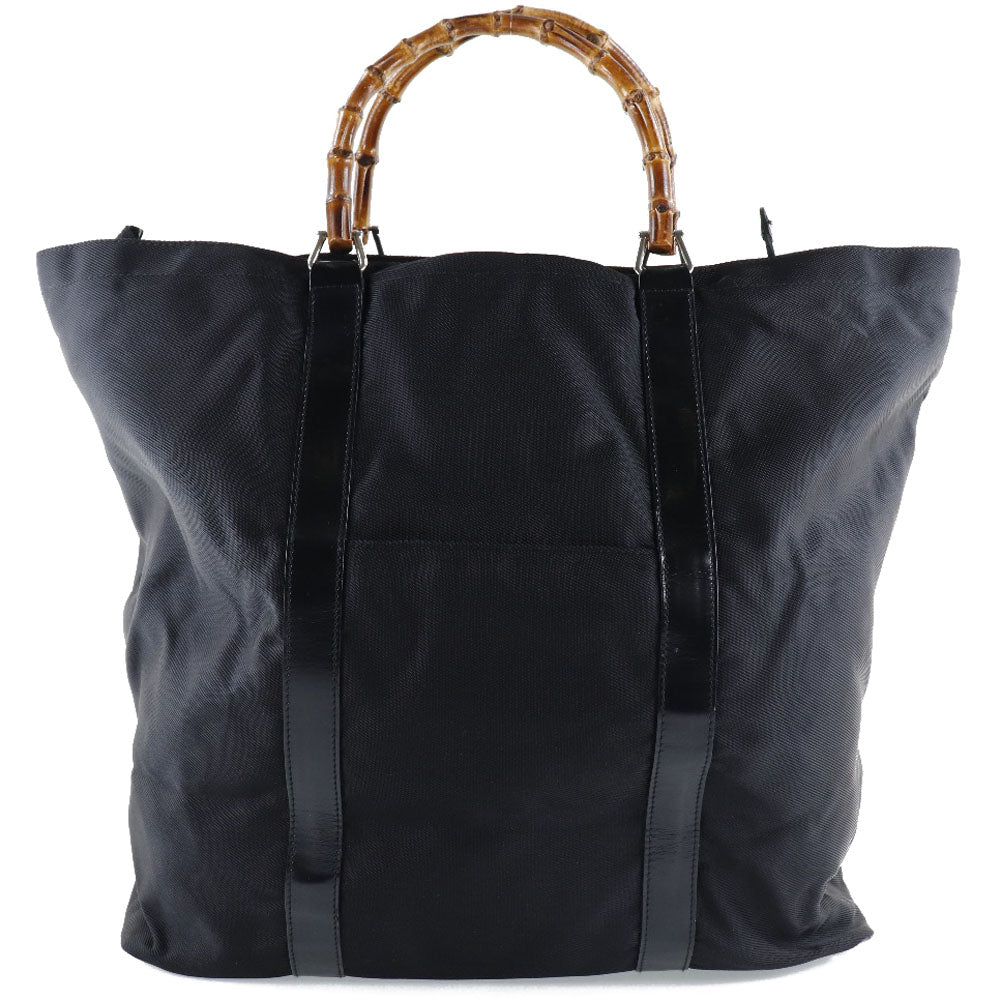 GUCCI Tote Bag 002-2058-0412-5 Nylon canvas, leather black Bamboo bag unisex(Unisex) Used