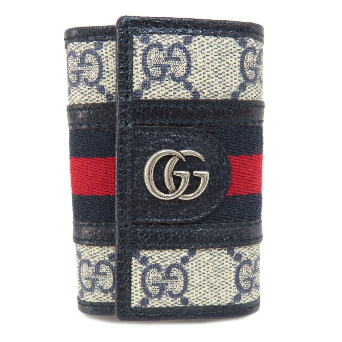 GUCCI Key case Key holder 603732 PVC Navy Ophidia GG