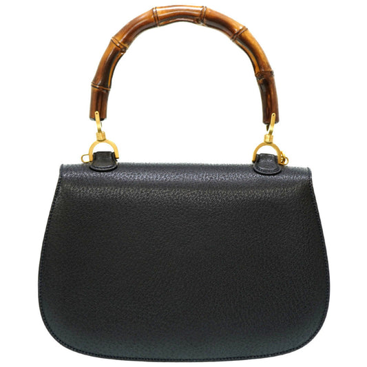 GUCCI Handbag leather black Bamboo Women Used