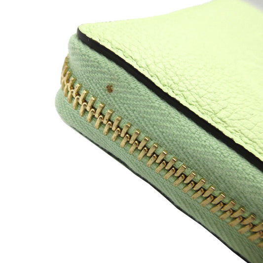 GUCCI Long Wallet Purse 658691 leather Light green Zip Around logo Women Used
