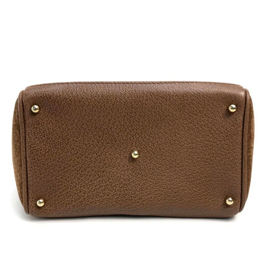 GUCCI Handbag 000123 Suede/Leather, Bamboo Brown Shoulder Bamboo handle Women Used
