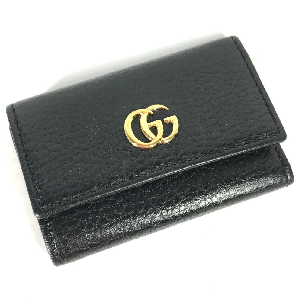 GUCCI Key case Key holder 456118 leather black key GG Marmont