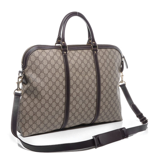 Gucci GG Plus Cuoio Minerva Monogram Briefcase in Cocoa