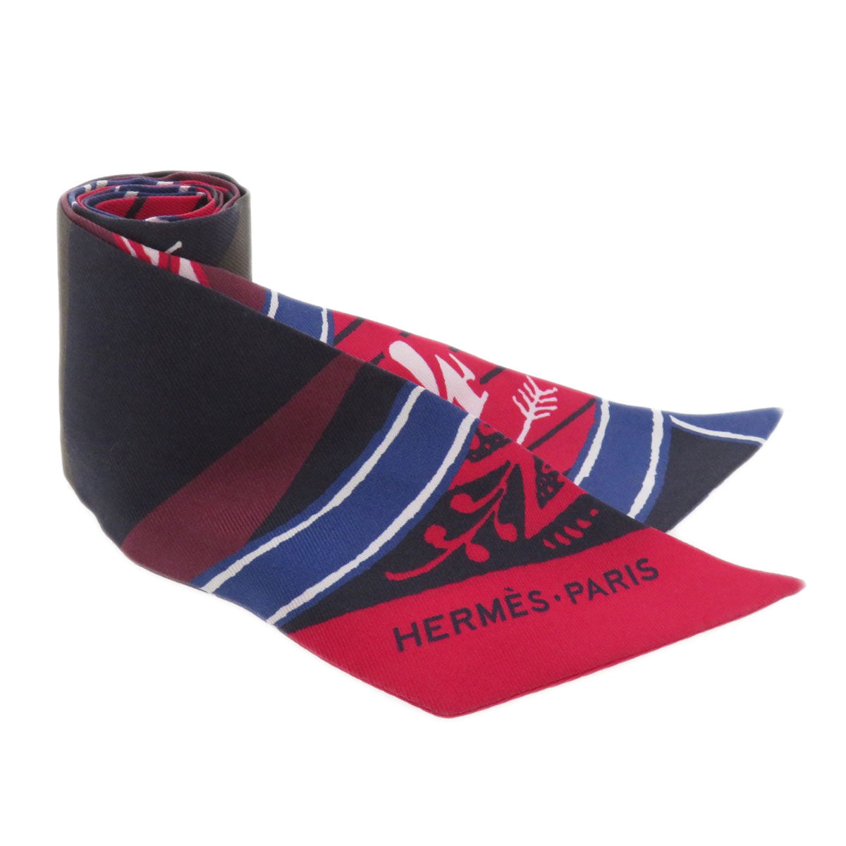 HERMES scarf silk Red Twilly Women Used