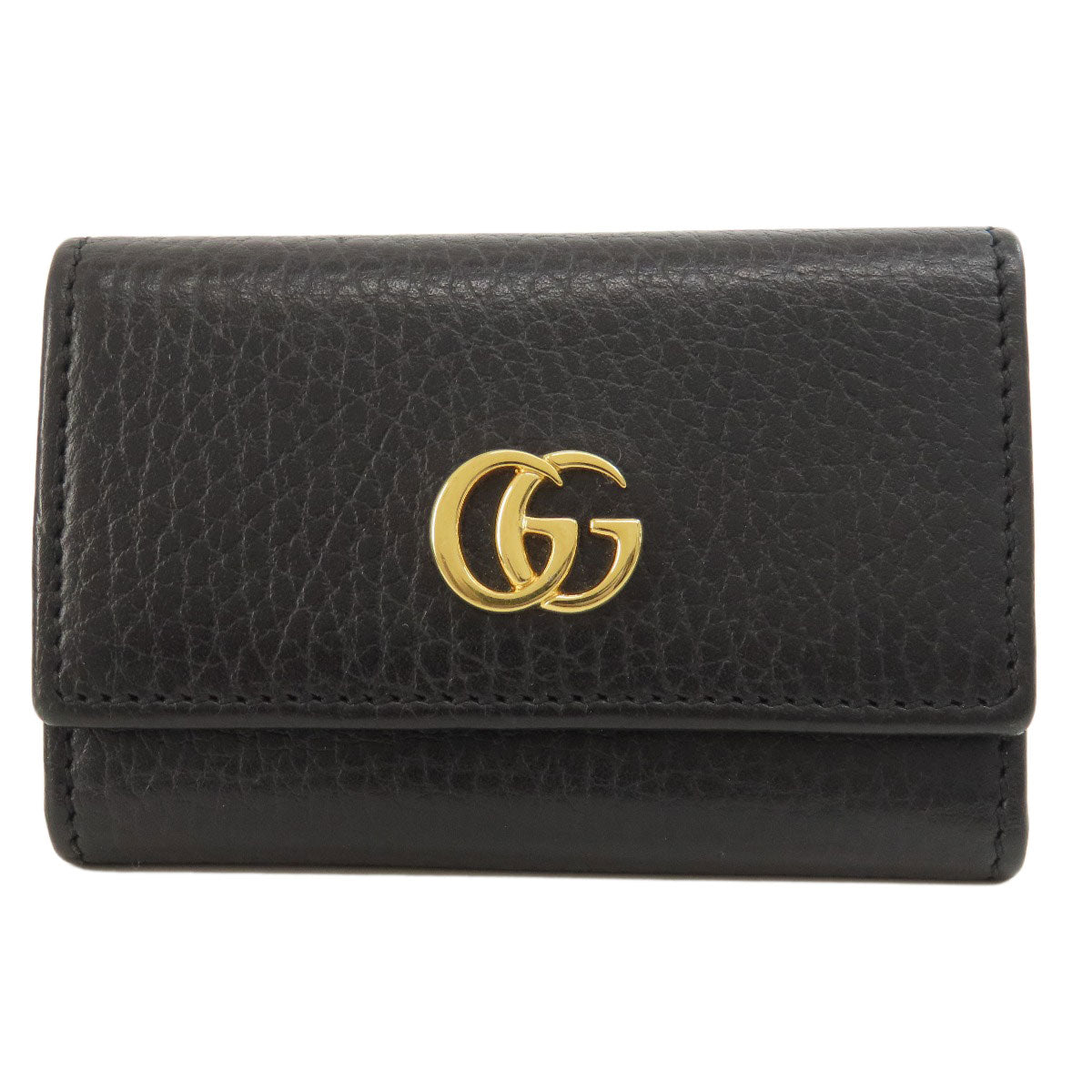 GUCCI Key case Key holder 466118 leather black GG Marmont