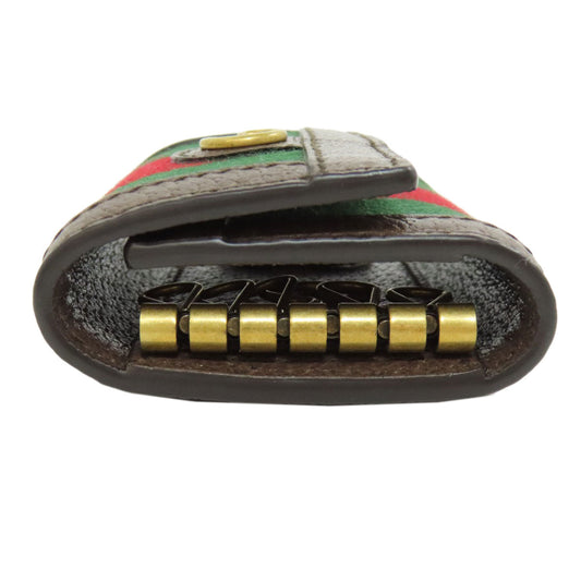GUCCI Key case Key holder 722950 Canvas, Leather Brown GG Marmont Sherry Line Women Used