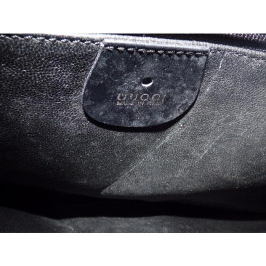 Gucci Black Pony Hair & Leather Crocodile Print Shoulder Bag