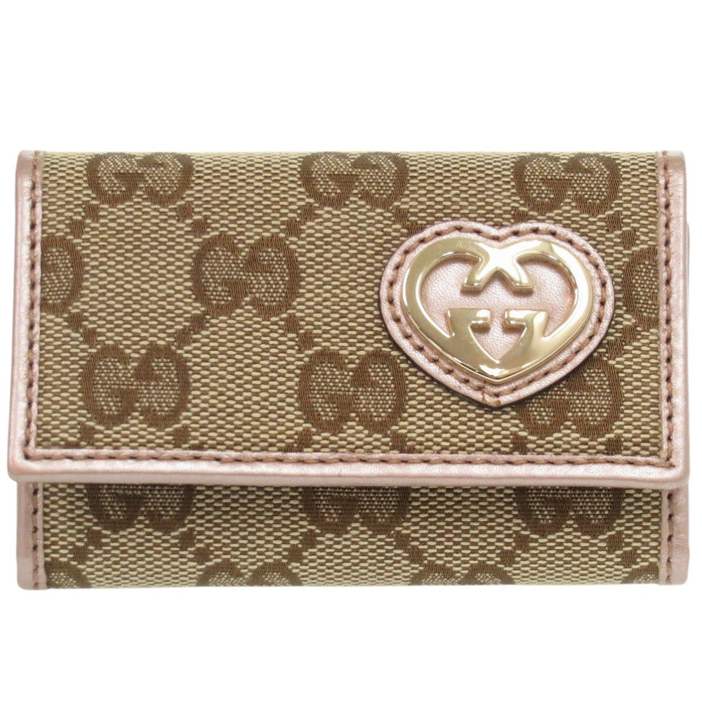 GUCCI Key case Key holder 257217 GG canvas beige Lovely heart