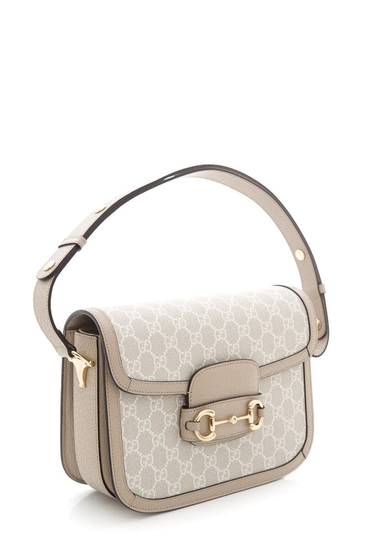 Gucci GG Supreme Monogram Horsebit 1955 Cream & Beige Handbag