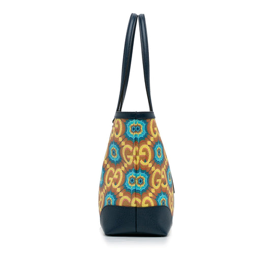 Blue Gucci Medium GG Supreme Kaleidoscope 100 Ophidia Tote