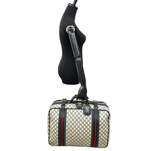 GUCCI Boston Duffel bag leather Navy Sherry line