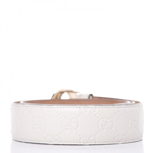 Gucci Interlocking GG Leather Belt In Mystic White