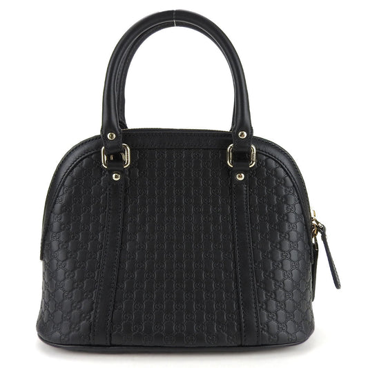GUCCI Handbag 449654 leather black Micro Guccisima Women Used