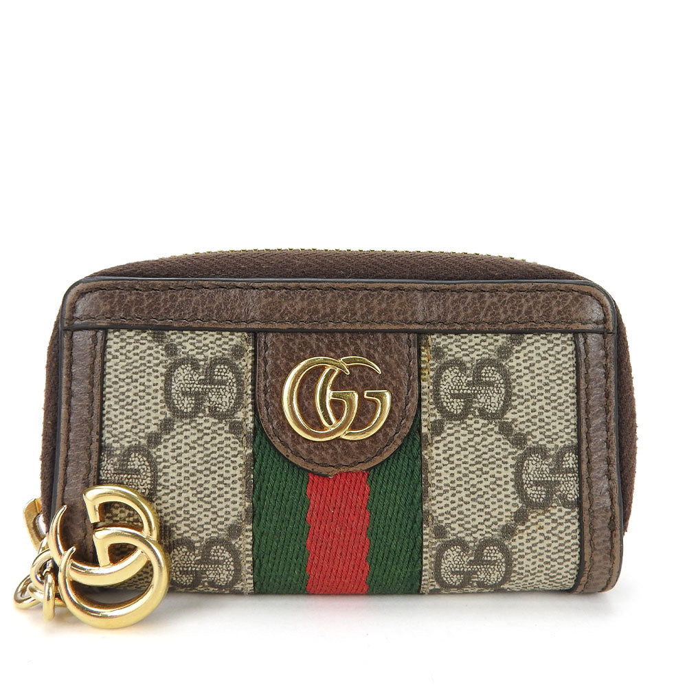 GUCCI Key case Key holder 523157 GG Supreme canvas, leather beige Sherry line Off deer unisex(Unisex) Used