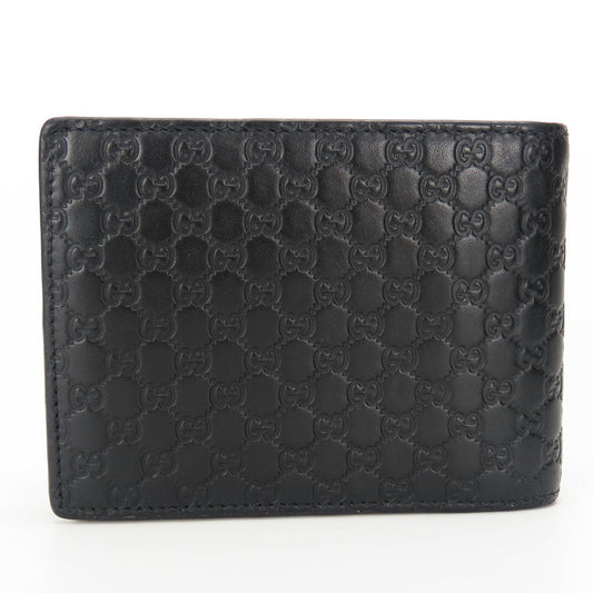 GUCCI Bifold Wallet 333042 Sima leather black Micro GG mens Used
