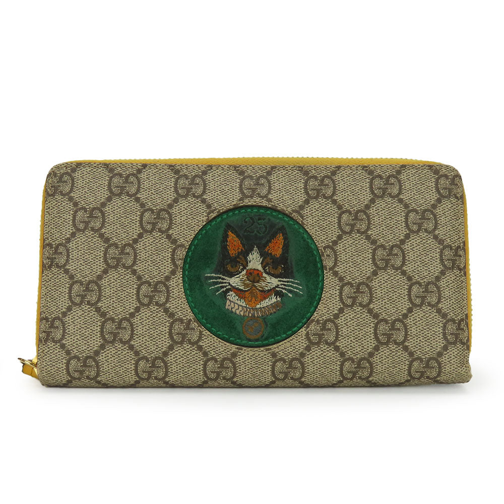 GUCCI Long Wallet Purse 506279 GG Supreme Canvas beige Women Used