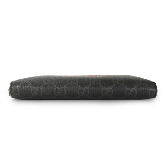 GUCCI Long Wallet Purse 451273 GG Supreme Canvas Black type Zip Around mens Used