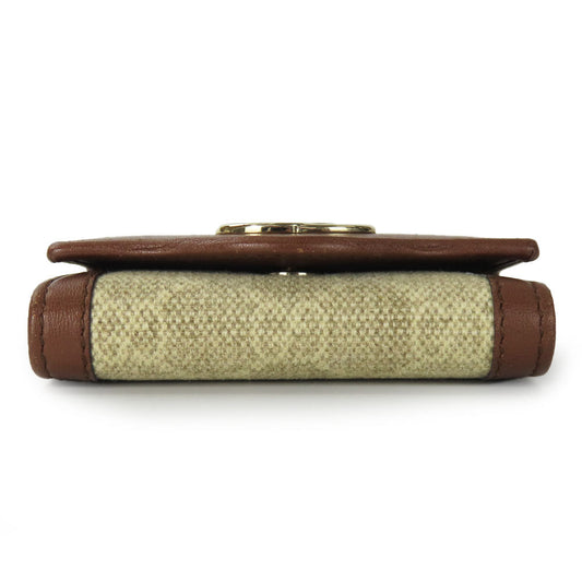 GUCCI Key case Key holder 282432 GG Canvas, Calfskin beige Interlocking Women Used