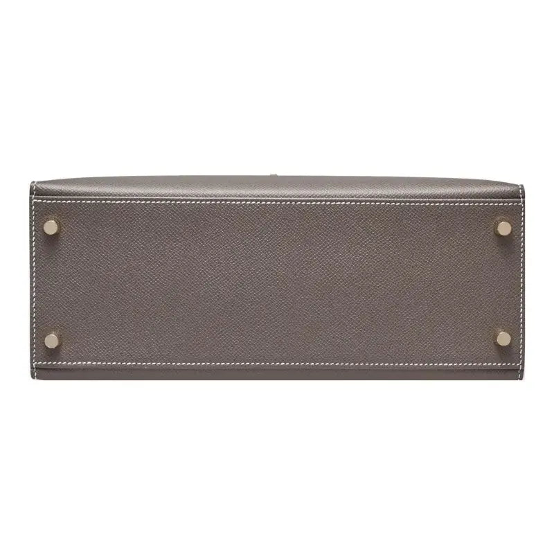 HERMES Kelly Bag Epsom Leather Handbag (25,28) tin gray gold hardware