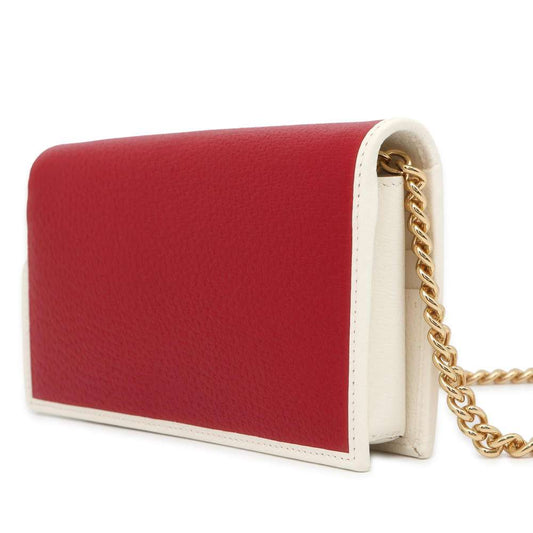 GUCCI adidas Collaboration Chain Wallet Red/White 621892 Leather