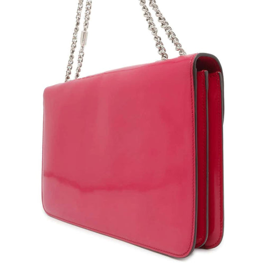 GUCCI Interlocking G Chain Shoulder Pink 387606 Patent Leather