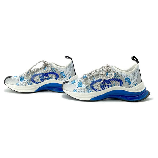 GUCCI GG Technical Knit Sneakers White/Blue 680903 Fabric Rubber Size 37