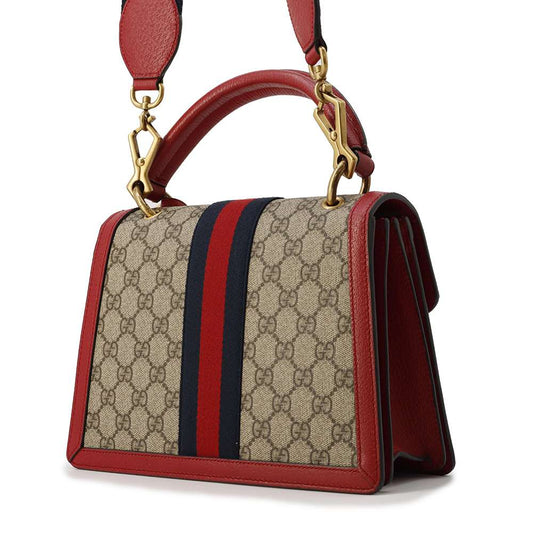 GUCCI GG Supreme Queen Margaret 2waBag Beige/Red 476541 GG SupremeCanvas Leather