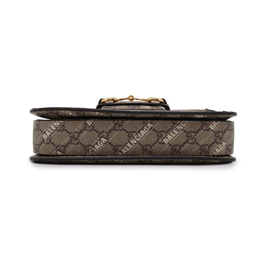 GUCCI BALENCIAGACollaboration Horsebit1955 Shoulder Bag Beige 602204 GG SupremeCanvas