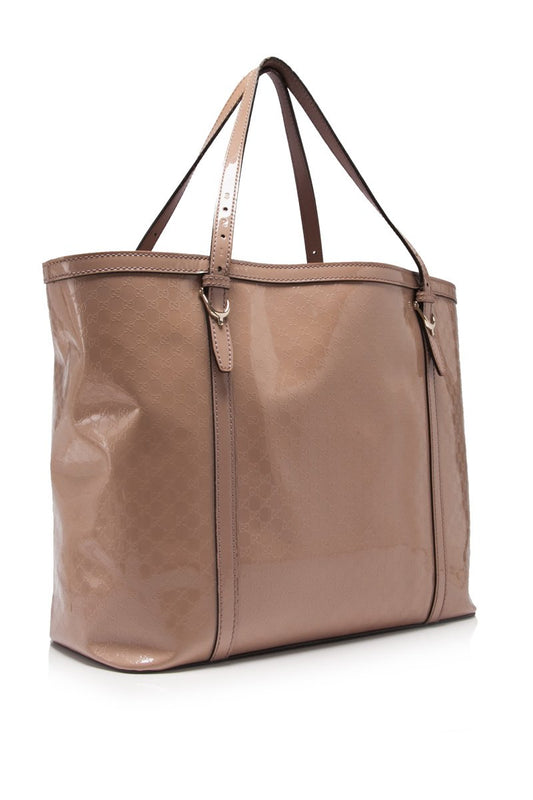 Gucci Brown Microguccissima Patent Leather Nice Tote Bag Italy