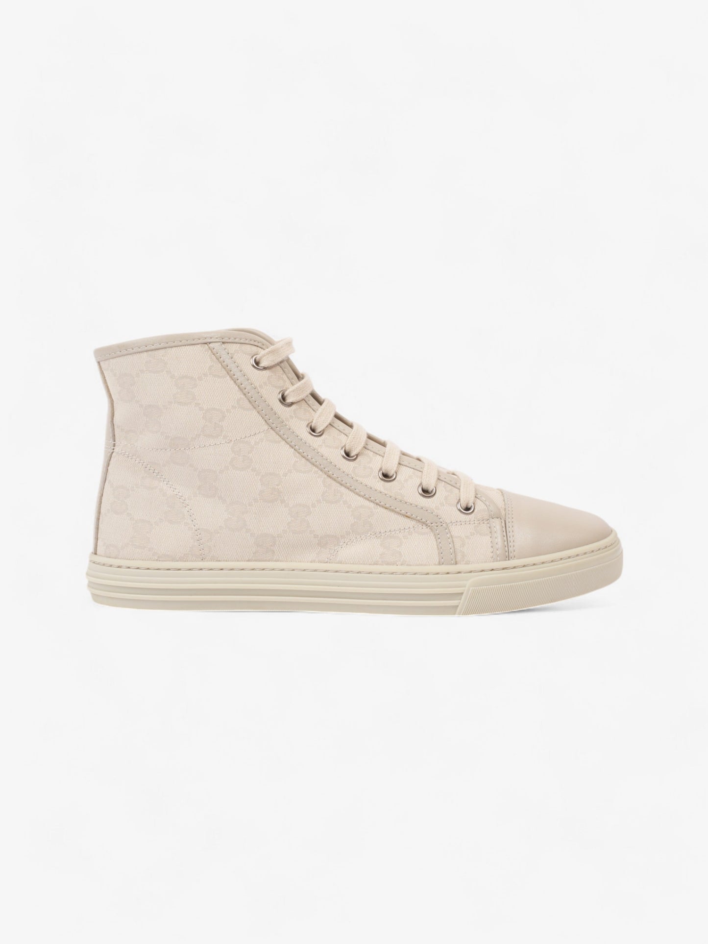 Gucci GG Monogram High-Top Sneakers Beige Canvas EU 40 UK 7