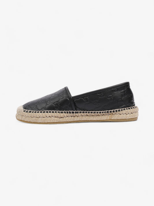 Gucci GG Embossed Espadrille Black Leather EU 39.5 UK 6.5
