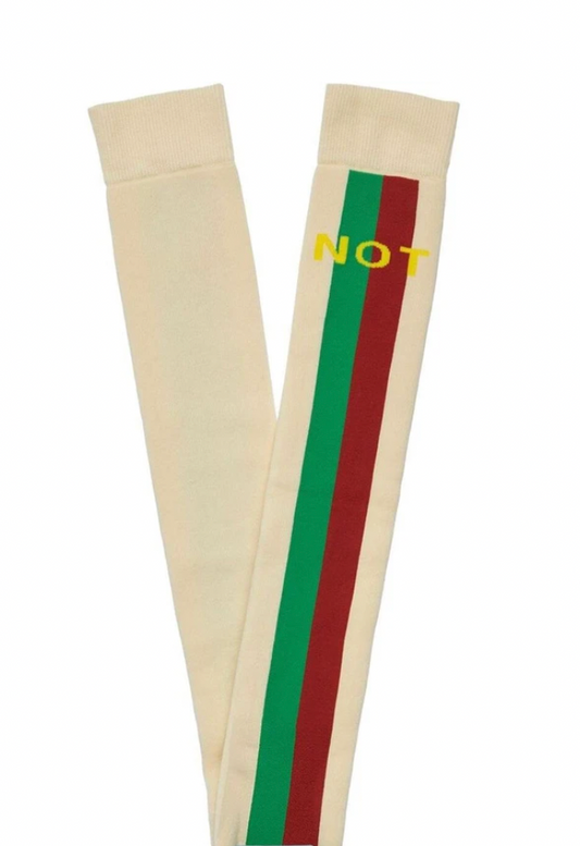 GUCCI Knee High FAKE/NOT Socks Ivory Stripe