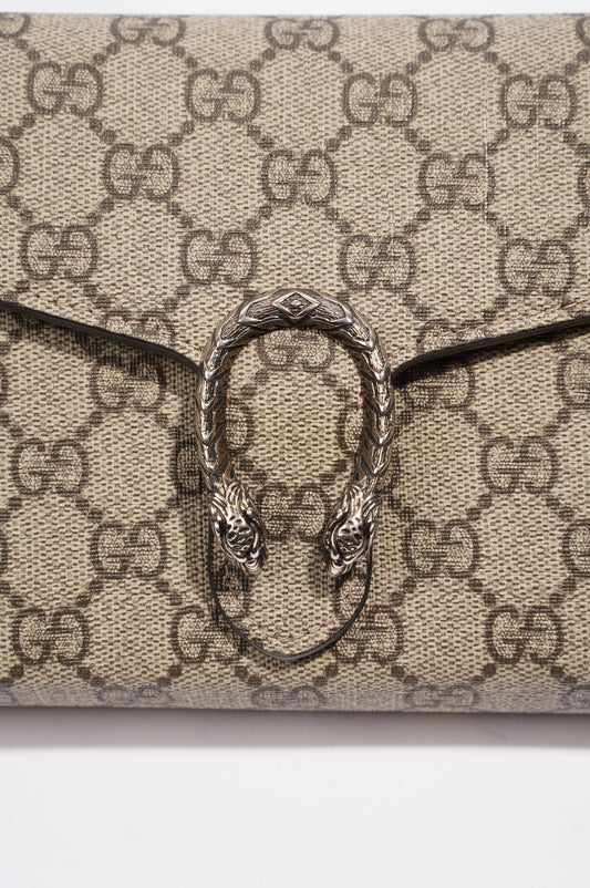 Gucci Dionysus GG Chain Wallet Supreme Canvas