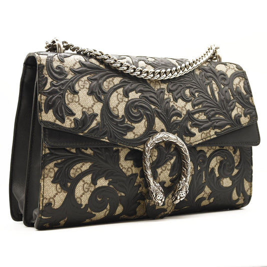 Gucci Dionysus Shoulder Bag GG Supreme Arabesque Medium Black/Beige