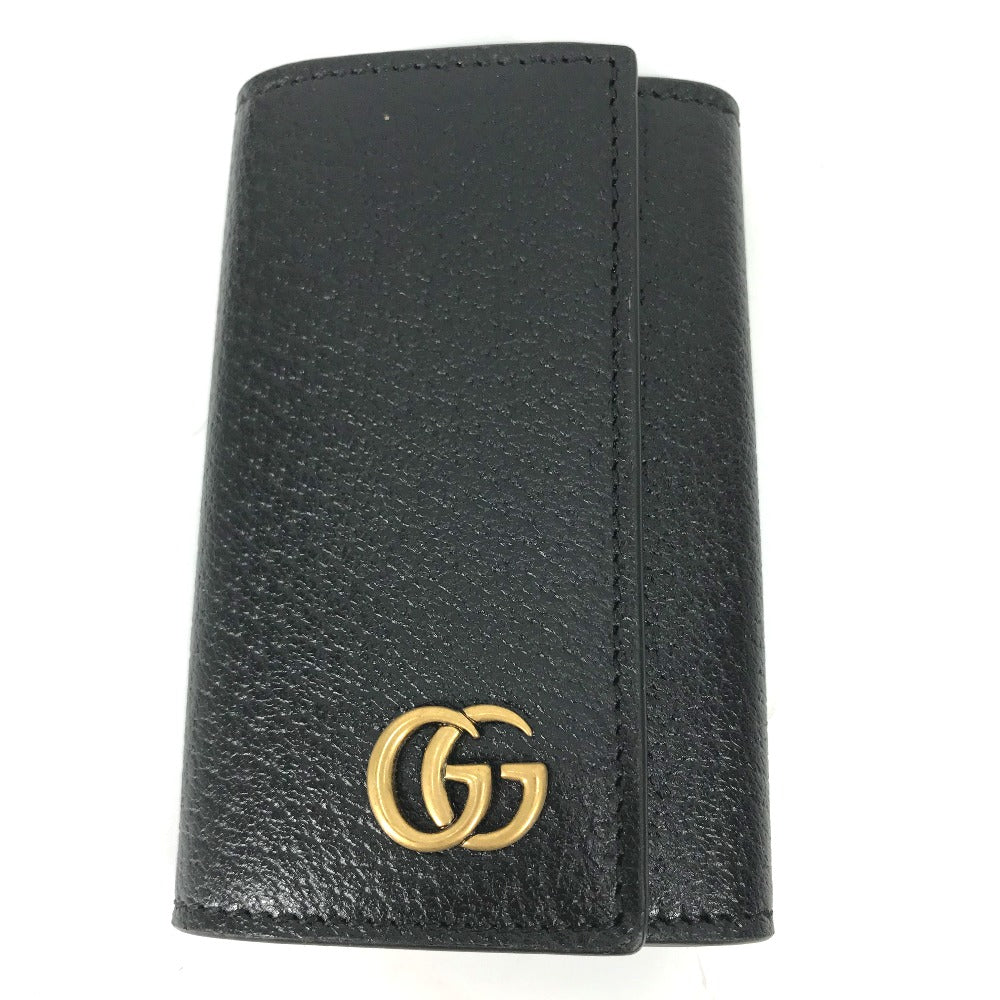 GUCCI Key case Key holder 435305 leather black GG Marmont six hooks Women Used