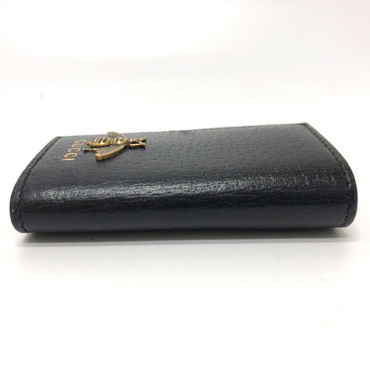GUCCI Key case Key holder 523683 leather black BEE six hooks Women Used