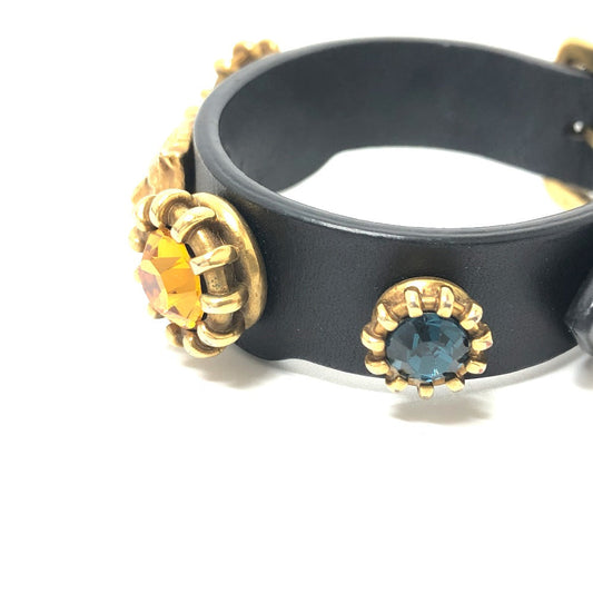 GUCCI bracelet leather black Taiga head mens Used
