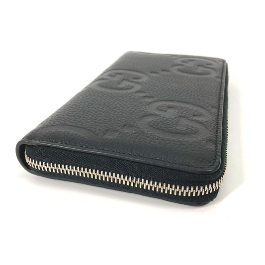 GUCCI Long Wallet Purse 739482 leather black Jumbo GG Zip wallet mens Used