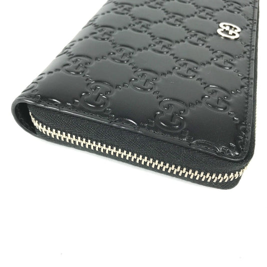 GUCCI Long Wallet Purse 473928 leather black GG long wallet Guccisima mens Used