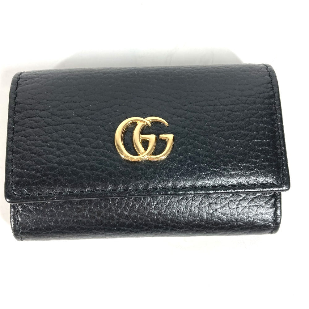 GUCCI Key case Key holder 456118 leather black key GG Marmont Women Used
