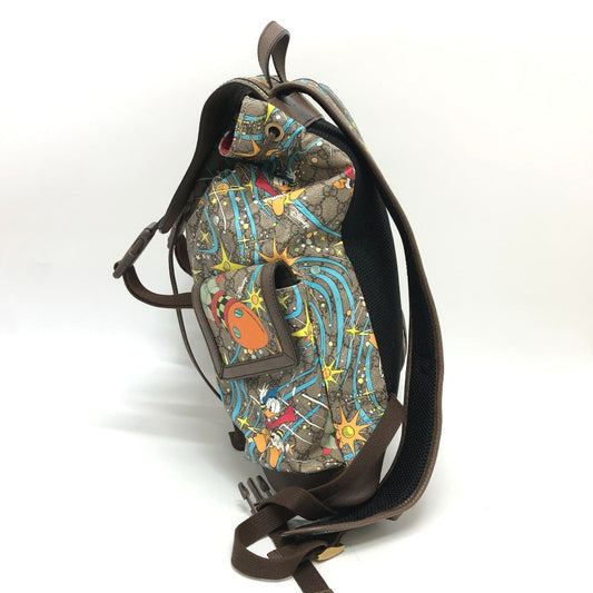 GUCCI Backpack 645051 GG Supreme Canvas Beige x brown x blue GG Supreme Donald Duck DISNEY Women Used